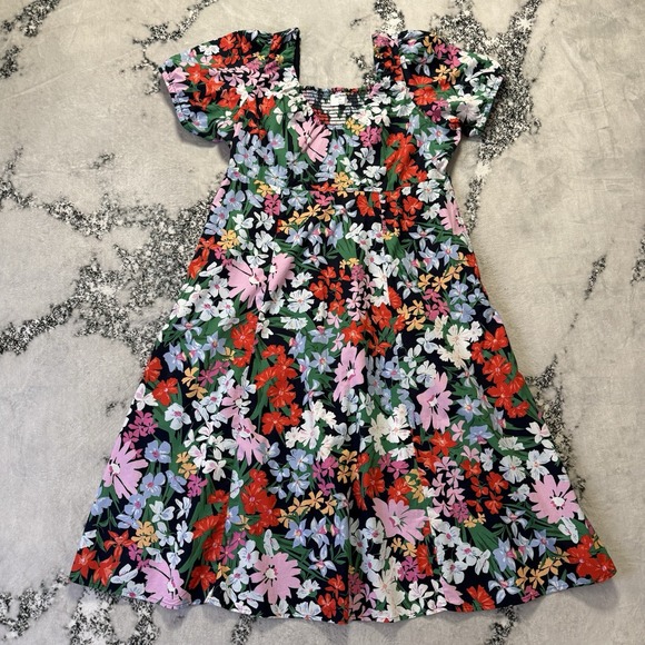 Old Navy Dresses & Skirts - Old‎ Navy Dress Womens Sz XXL  Multi Floral Print Puff Sleeve Midi Swing Cotton